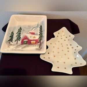 2 Holiday serving plates. Royal Seasons & Made in Japan